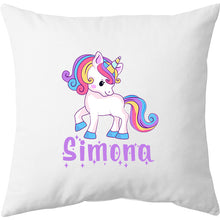 Încarcă imaginea în vizualizatorul Galerie, Pernă bumbac personalizată 40x40cm Unicorn + Nume
