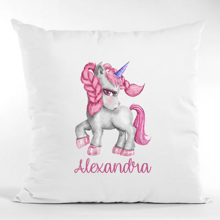 Pernă bumbac personalizată 40x40cm Unicorn + Nume