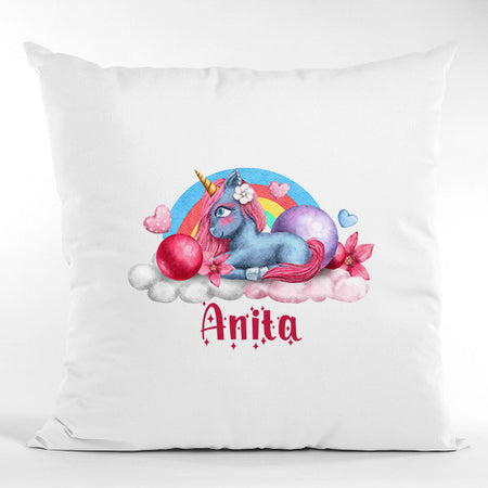 Pernă bumbac personalizată 40x40cm Unicorn + Nume