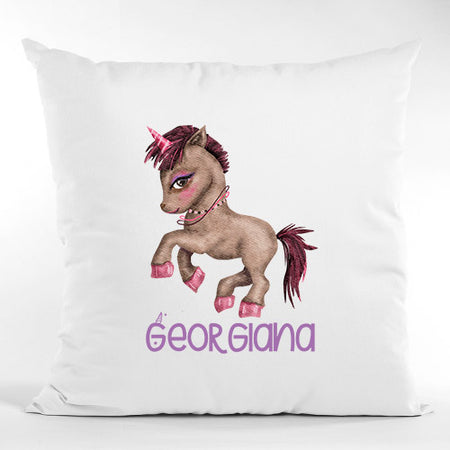 Pernă bumbac personalizată 40x40cm Unicorn + Nume