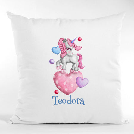 Pernă bumbac personalizată 40x40cm Unicorn + Nume