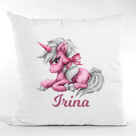 Pernă bumbac personalizată 40x40cm Unicorn + Nume