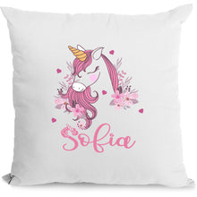 Încarcă imaginea în vizualizatorul Galerie, Pernă bumbac personalizată 40x40cm Unicorn + Nume
