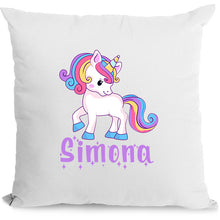 Încarcă imaginea în vizualizatorul Galerie, Pernă bumbac personalizată 40x40cm Unicorn + Nume
