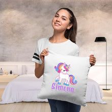 Încarcă imaginea în vizualizatorul Galerie, Pernă bumbac personalizată 40x40cm Unicorn + Nume
