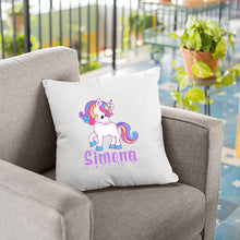 Încarcă imaginea în vizualizatorul Galerie, Pernă bumbac personalizată 40x40cm Unicorn + Nume
